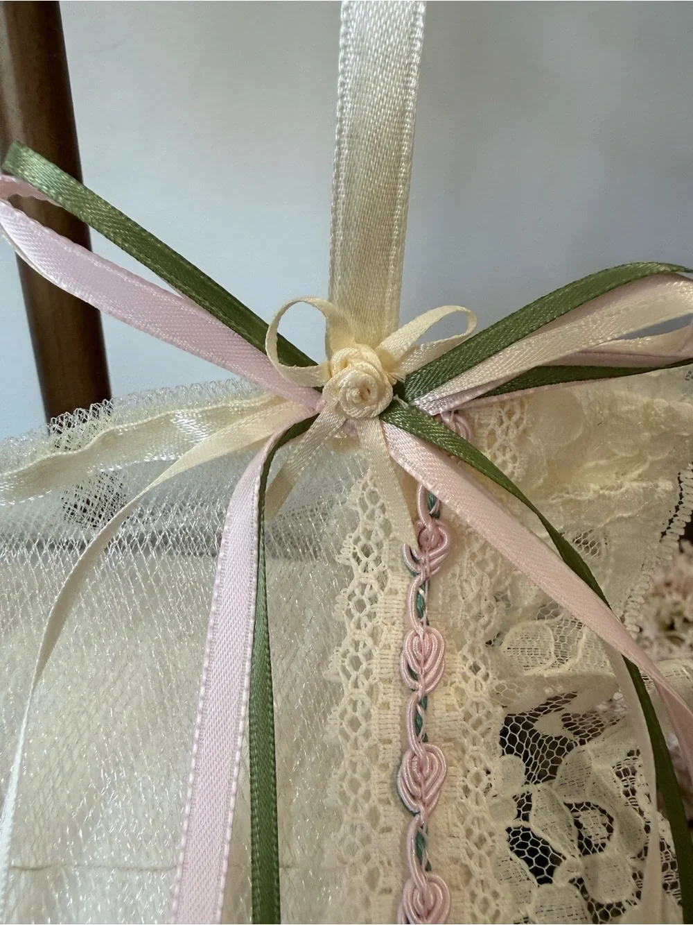 Hand Crafted Cream and Pink Floral Hand Towel & Spare Toilet Paper Holder